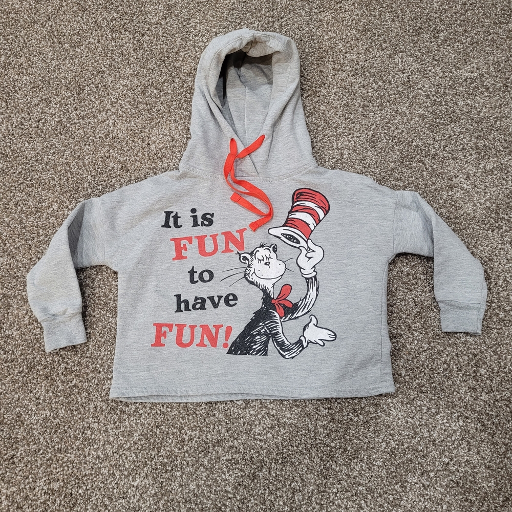 Gray Dr. Seuss Kids Hoodie with Red Accents